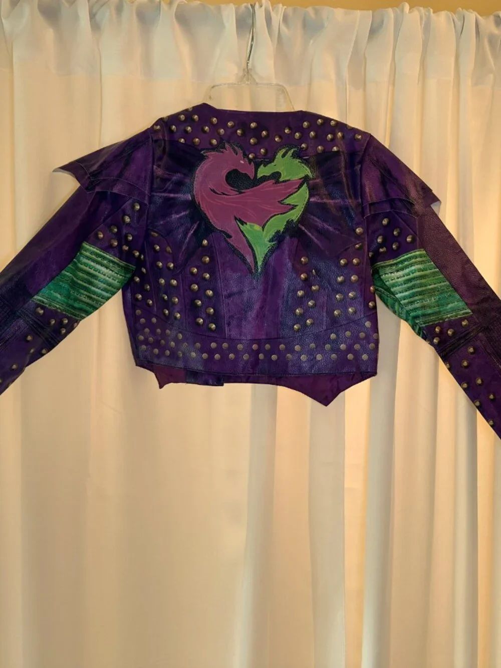 Disney Store Descendants Mal Full Zip Faux Leather Costume Jacket Size 7/8 - Picture 9 of 12